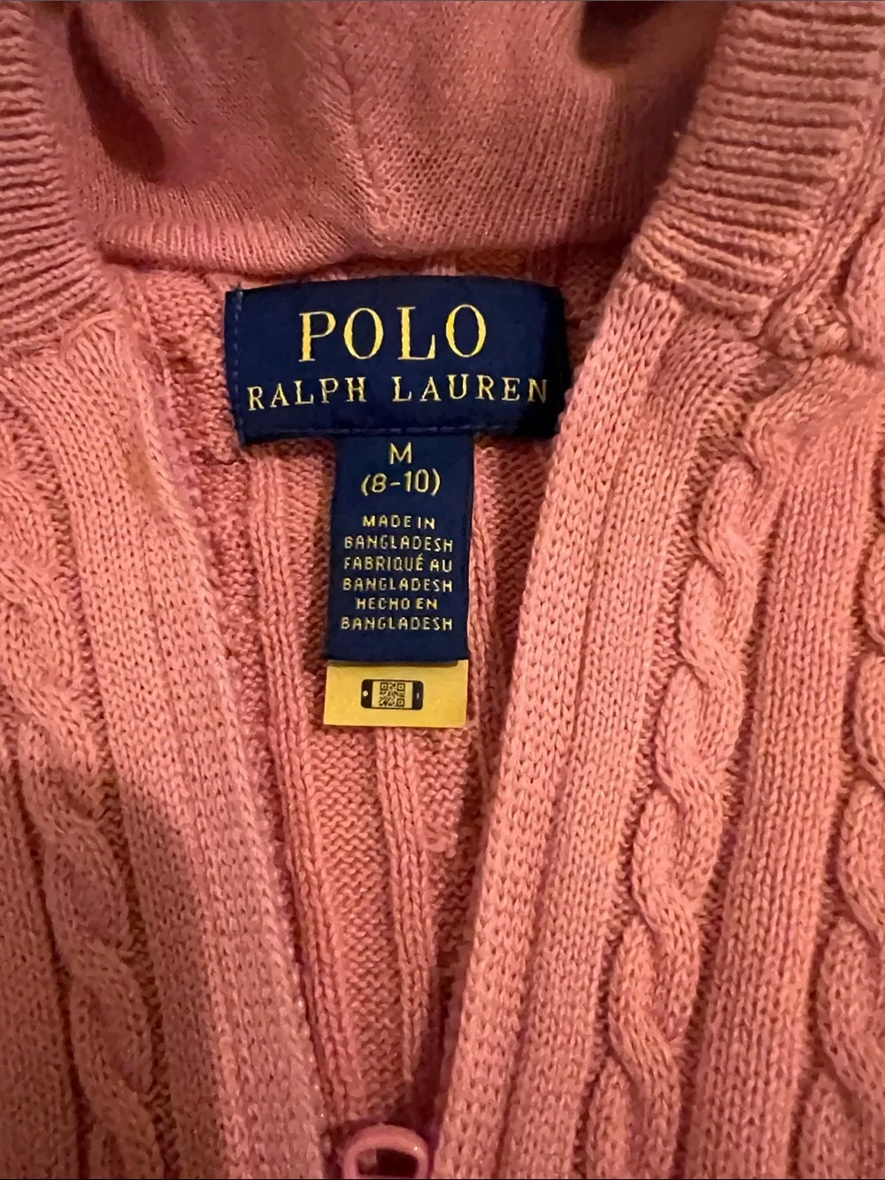 Ralph Lauren Cable-Knit Hooded Zip Sweater - Coral
